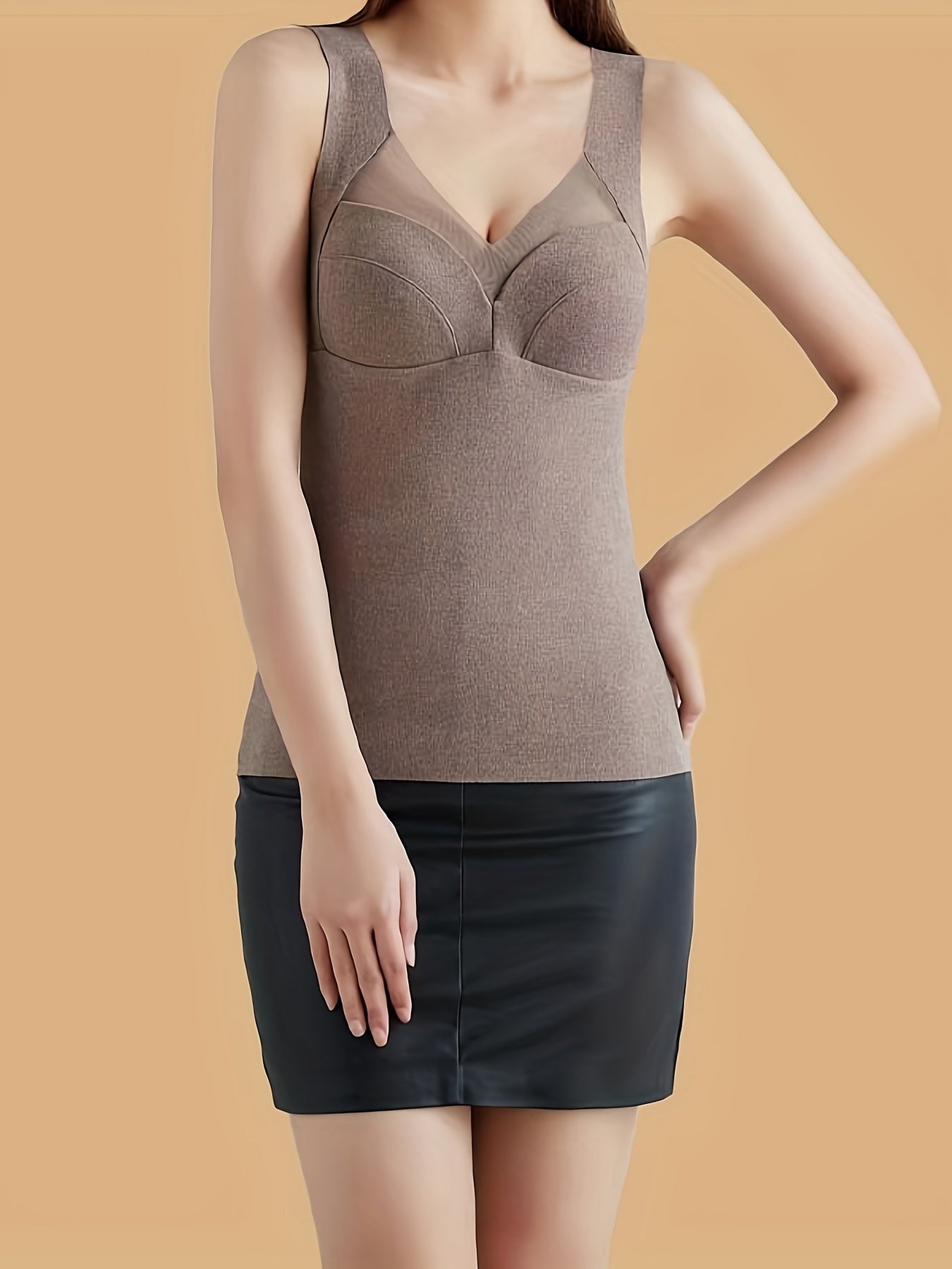 Mesh Thermal Top V Neck Sleeveless Soft Comfortable Women's Lingerie