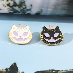 Enamel Pumpkin Cat Retro Halloween Brooch Funny Pin Jewelry