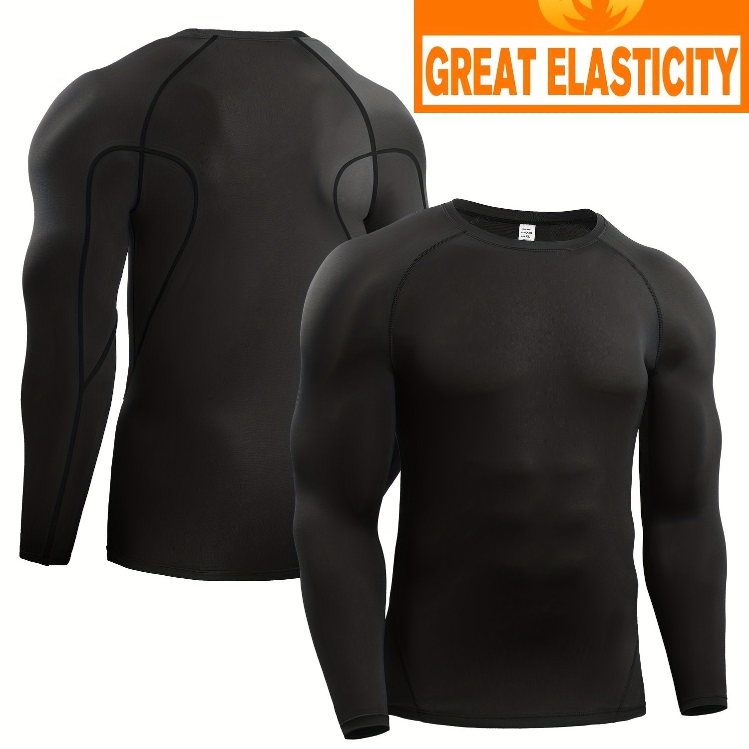Men's Quick Drying Long Sleeve Stretch Crew Neck Undershirt