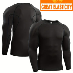 Men's Quick Drying Long Sleeve Stretch Crew Neck Undershirt