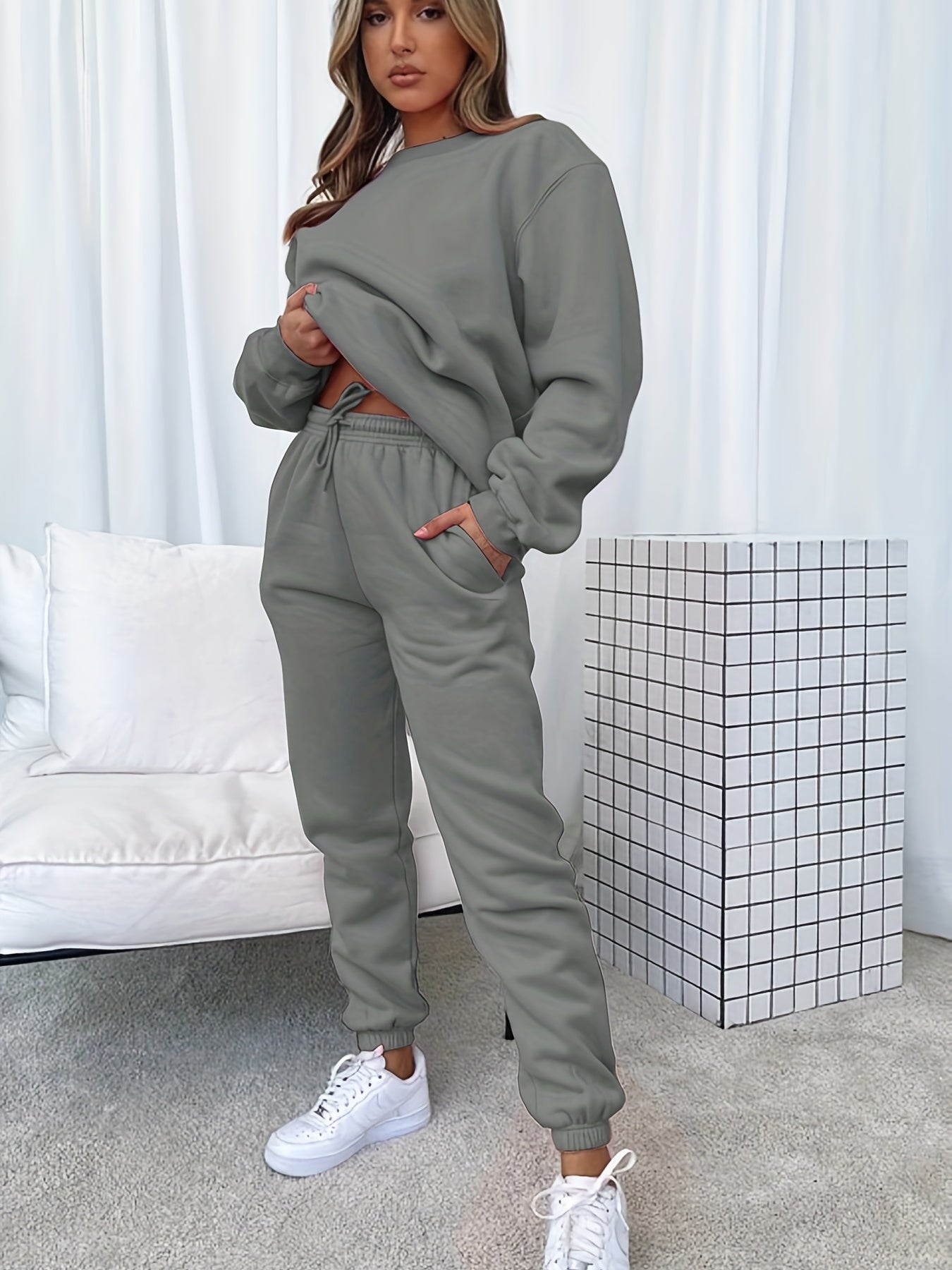 Casual Two-piece Set Long Sleeve Sweatshirt & Jogger Pants