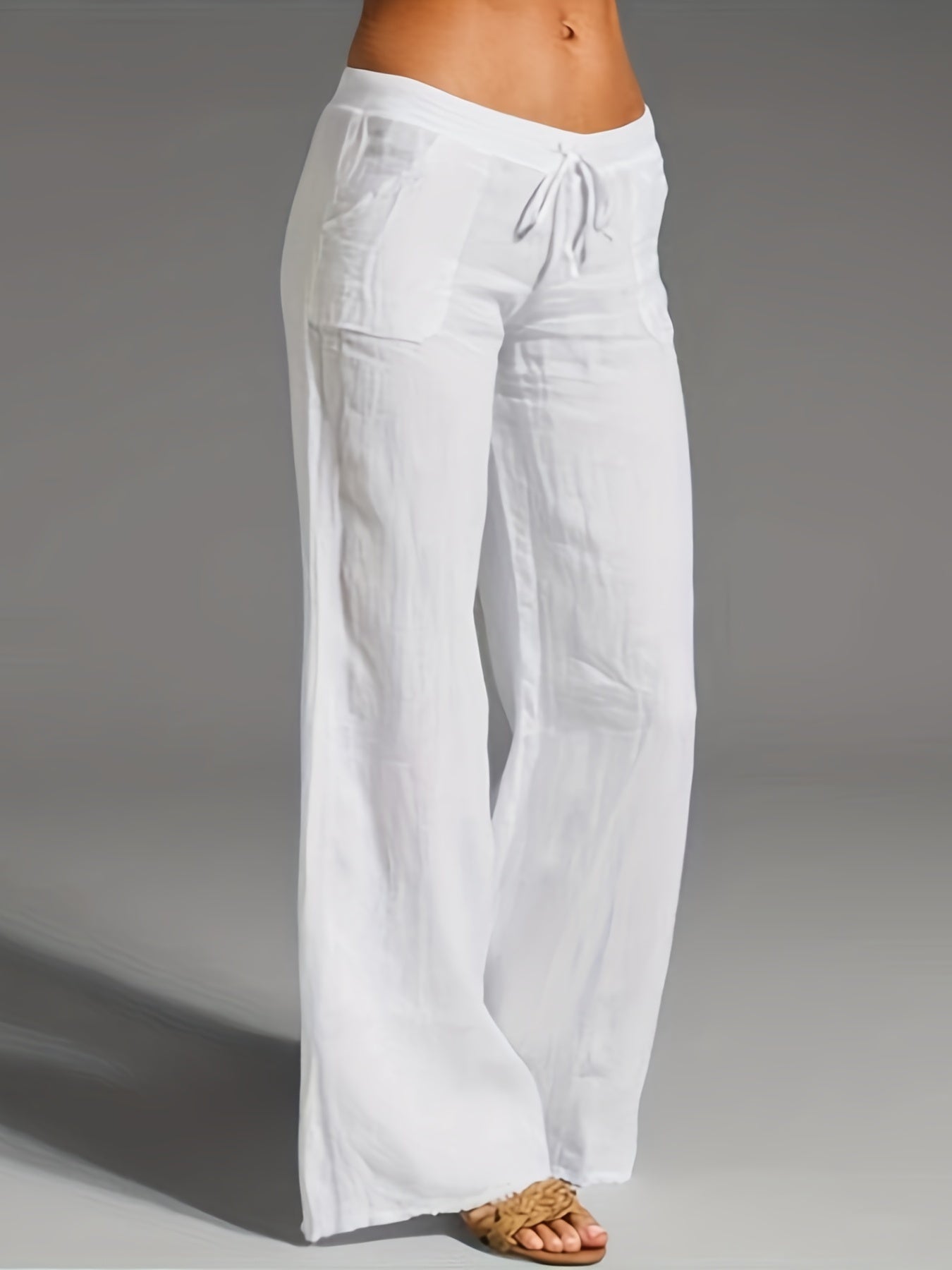 Casual Wide Leg Low Waist Pants Women's Clothing