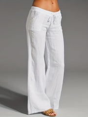 Casual Wide Leg Low Waist Pants Women's Clothing