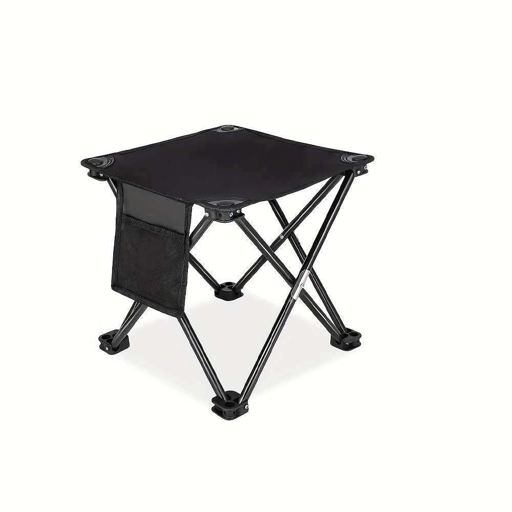 Portable Camping Stool with Side Pockets, Lightweight and Sturdy Folding Stool