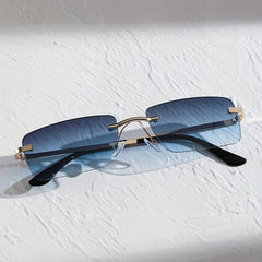 Men's Square Rimless Glasses Vintage Sunglasses