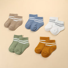 5pairs Boys Striped Casual Ankle Socks for Kids