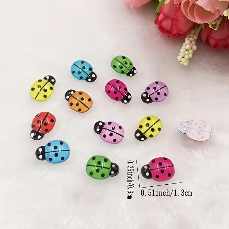 20pcs Colorful Tiny Ladybug Ornaments Mini Resin Craft Statues DIY Fairy Garden