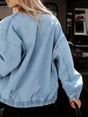 Solid Long Sleeve Denim Jacket