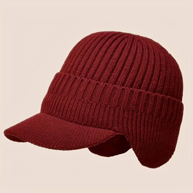 Warm Woolen Hat Fleece Knitted Hat Plus Velvet Thickened Ear Protection