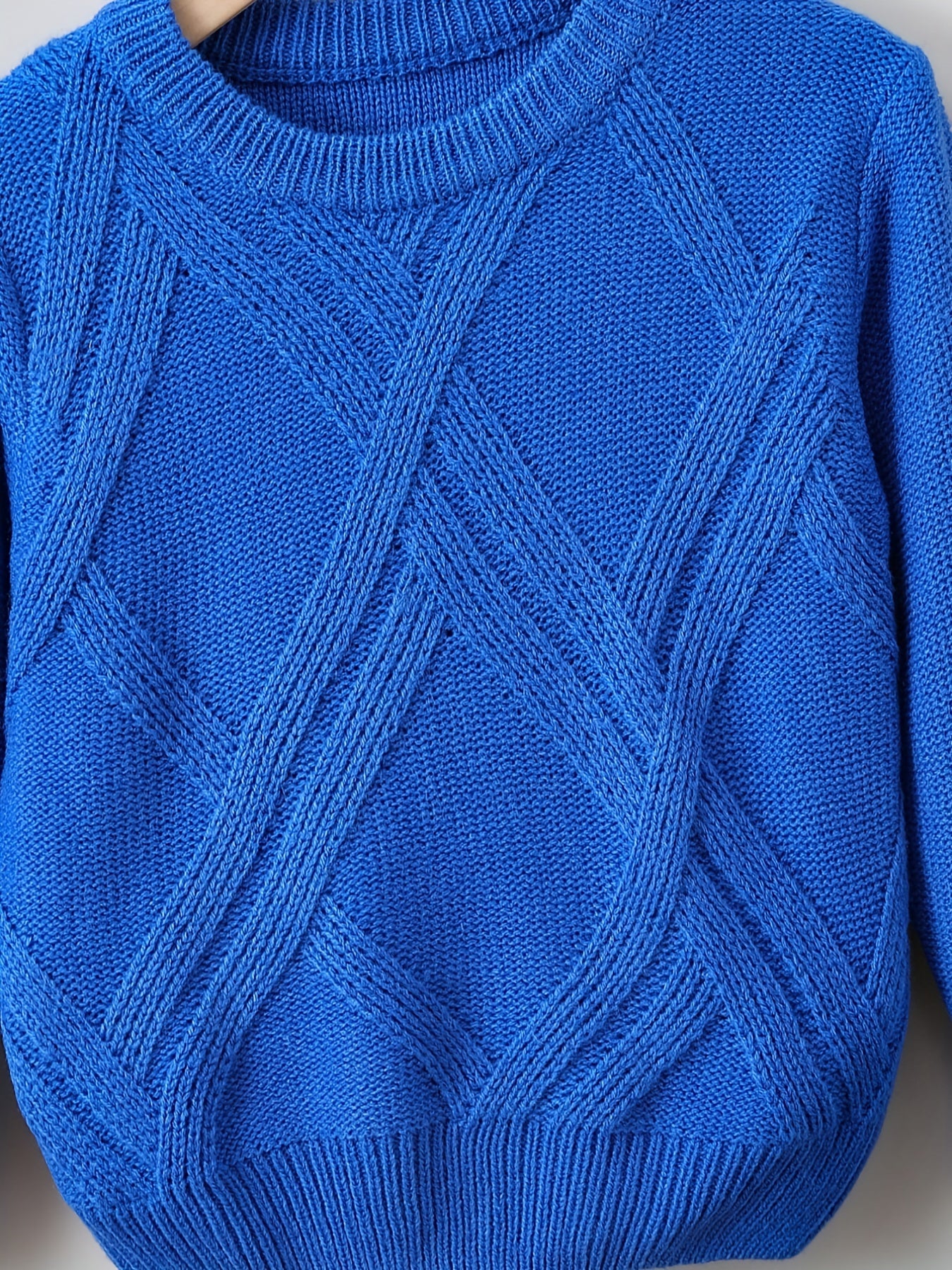 Boys Solid Sweater Round Neck Long Sleeve Stretch Warm Knit Pullover