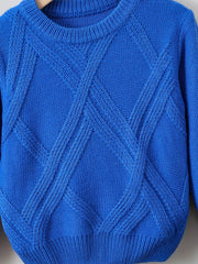 Boys Solid Sweater Round Neck Long Sleeve Stretch Warm Knit Pullover