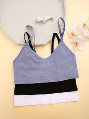 3pcs Knitted Ribbed Sports Bras Breathable Yoga Workout Wireless Bra