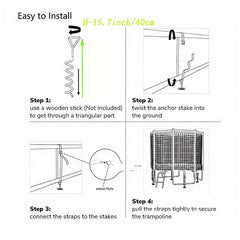 Spiral Ground Nail Stake for Pet and Camping, Trampoline Stabilizer