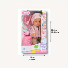 Baby Doll Playset with 5 Accessories Pink Bath & Drink Ready Doll Toy