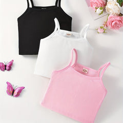 3pcs Toddler Girls Casual Suspender Cami T shirt Summer Clothes