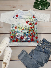 Graphic Print Crew Neck Long Sleeve T-shirt for Women