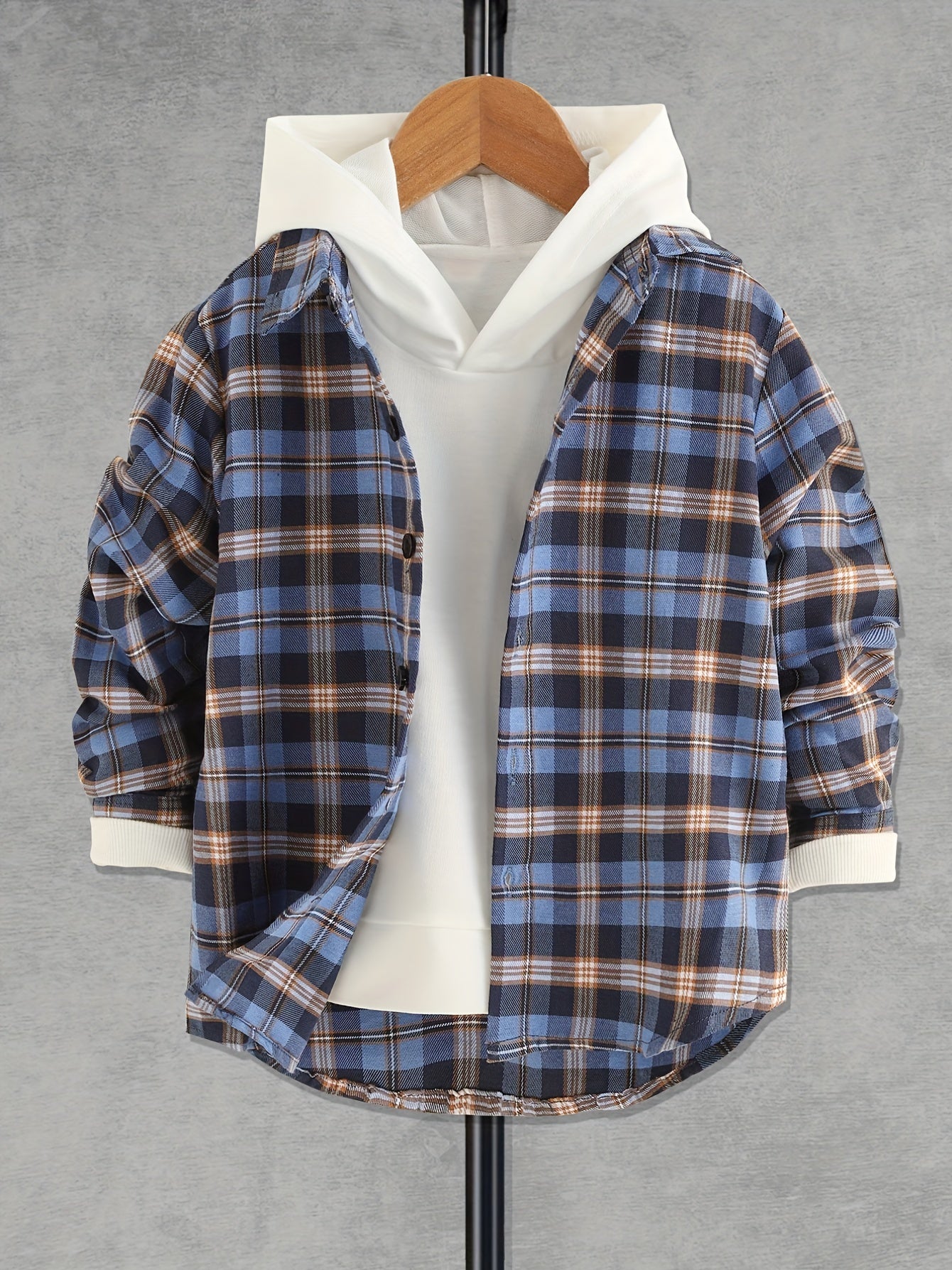 Boys Plaid Button Down Shirts Long Sleeve Spring Fall Outwear Jacket