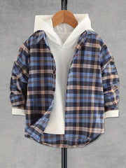 Boys Plaid Button Down Shirts Long Sleeve Spring Fall Outwear Jacket