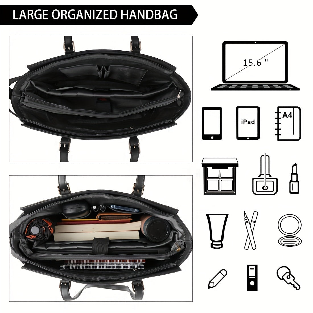 Waterproof Tote Bag With Laptop Compartment & Shoulder Strap