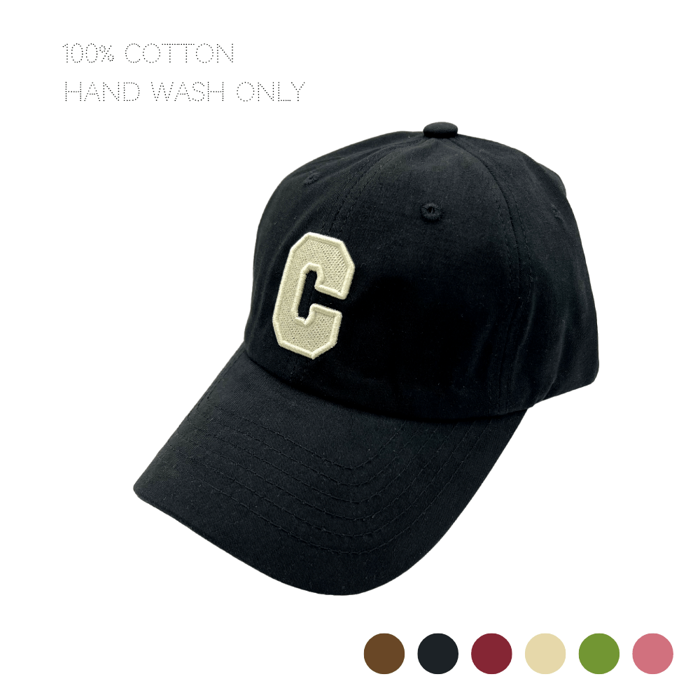 Breathable Cap with Embroidered Letter C for Outdoor Activities