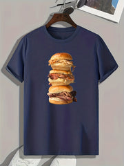 Hamburger Print Men's Graphic T-shirt for Summer