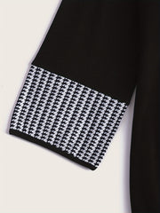 Colorblock Houndstooth Print Bodycon Dress