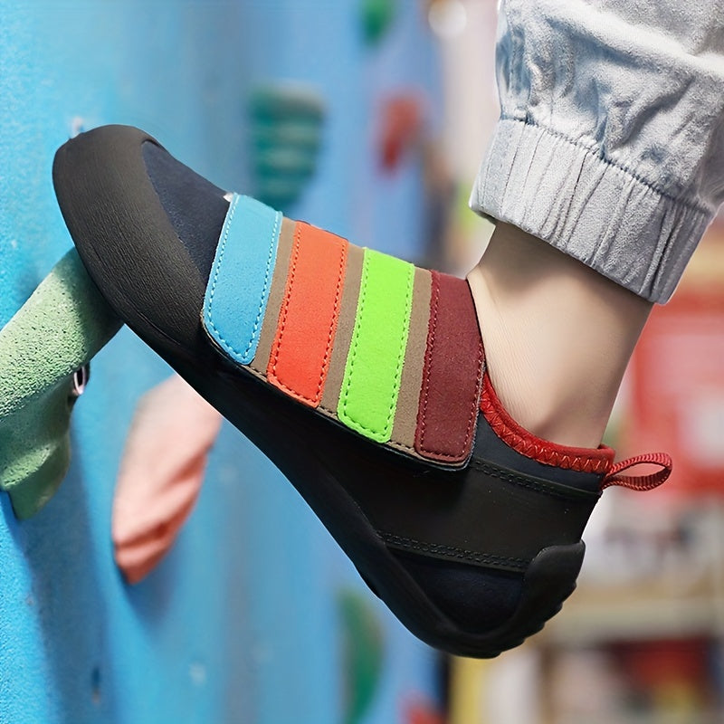 Unisex Kid's Striped Climbing Shoes Hook Loop Fastener
