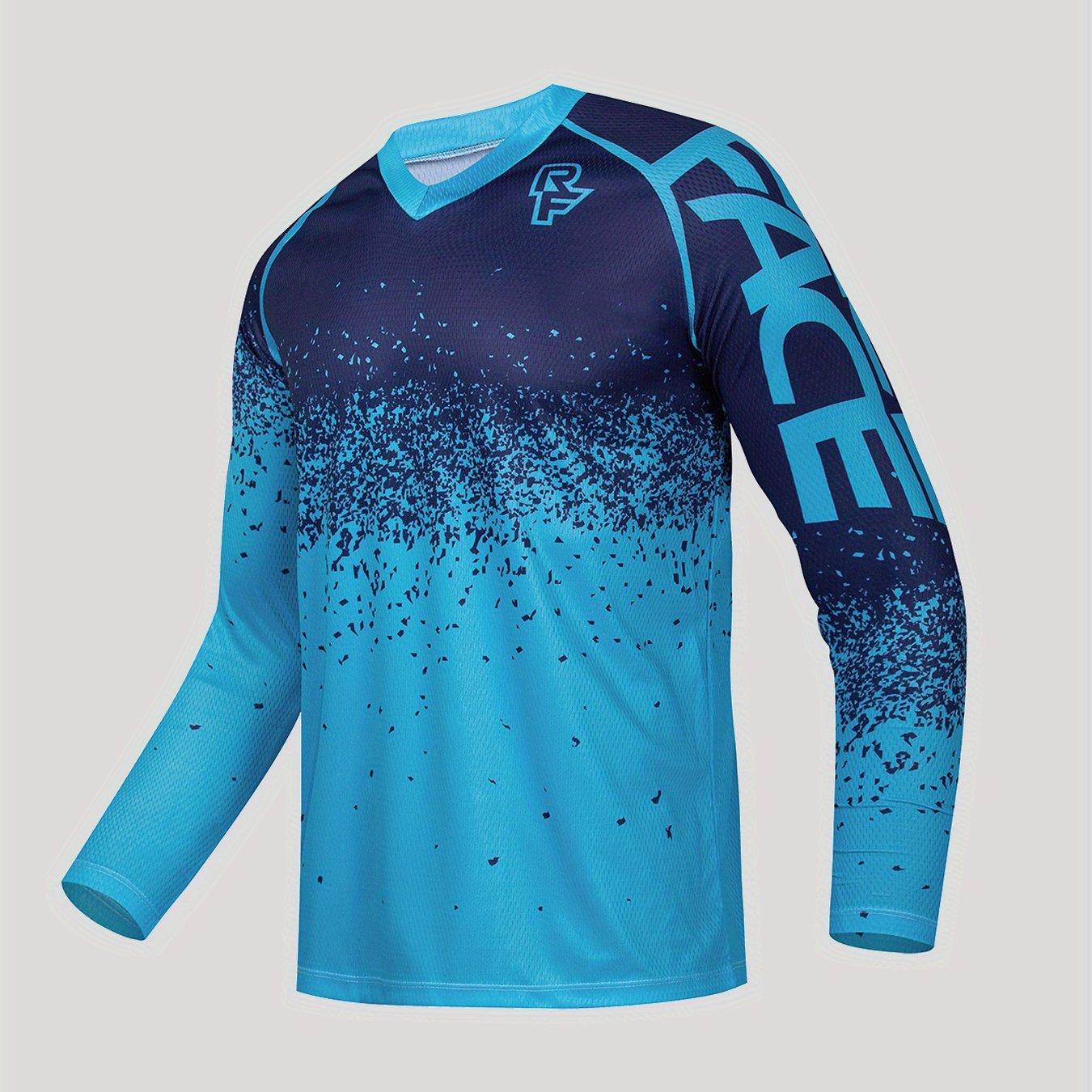 Men's V Neck Long Sleeve Motorcycle T shirt Quick Drying Breathable Top