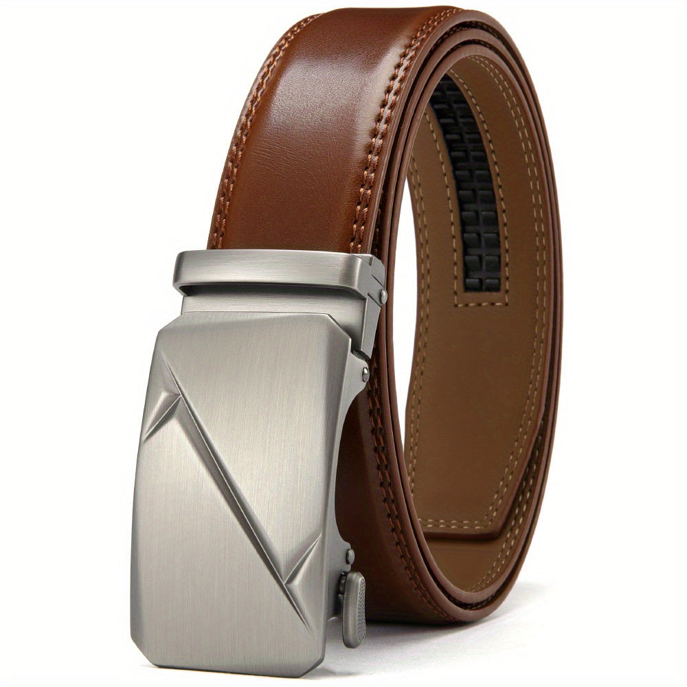 YOORAN Mens Leather Belt 1 3 8 For Dress Pants Micro Adjustable Belt