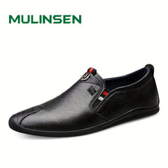 Men's PU Leather Loafer Shoes Comfy Non-slip Slip-On Shoes Men's Driving Shoes