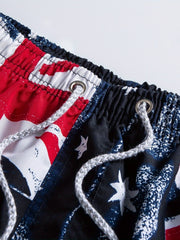 Flag Print Shorts Casual Summer Pool Beach Shorts