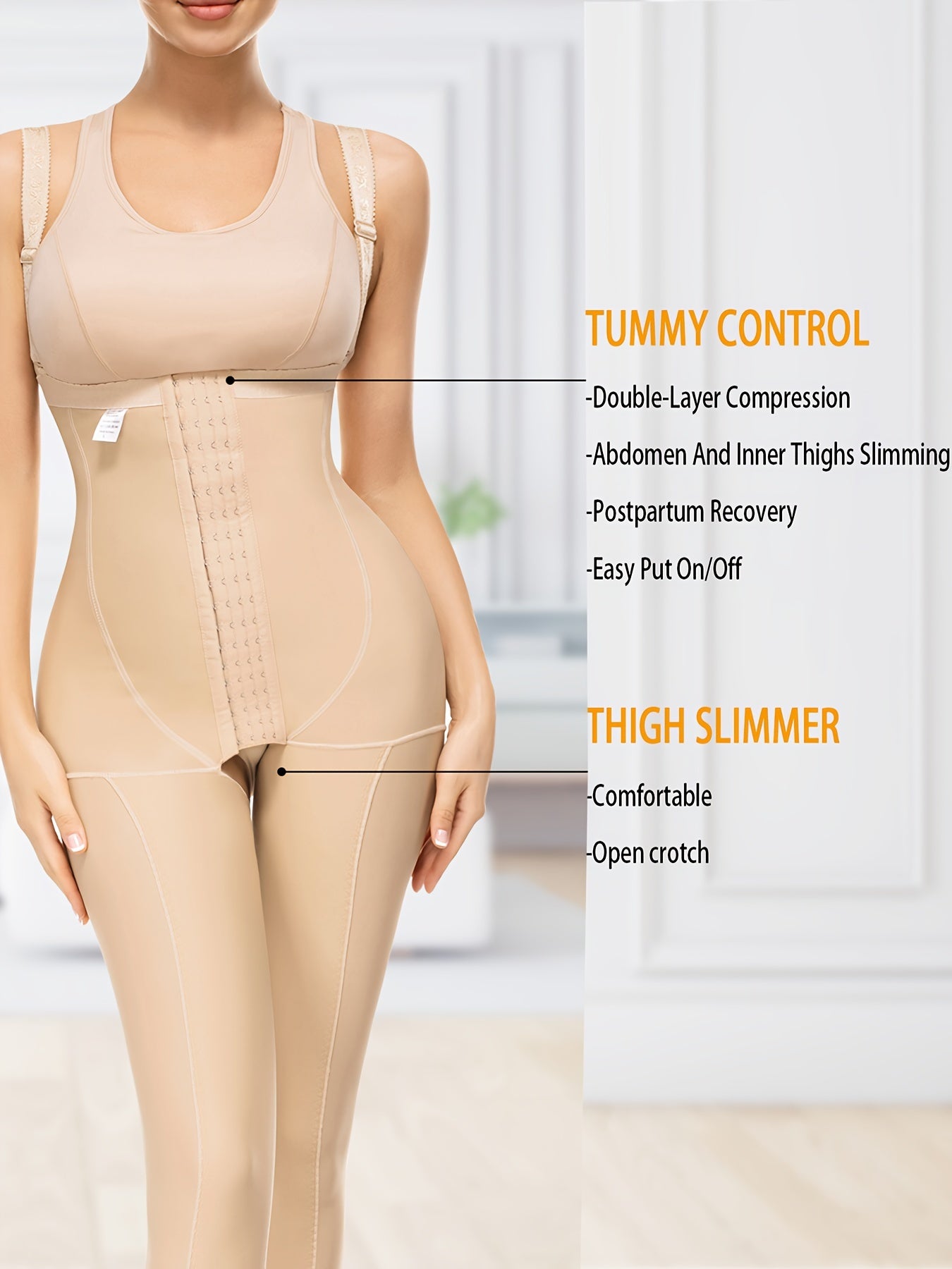Tummy Control Thigh Jumpsuit Waist Shapewear Women's Activewear