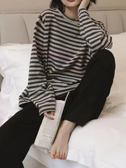 Striped Print Pajama Set Long Sleeve Top & Pants