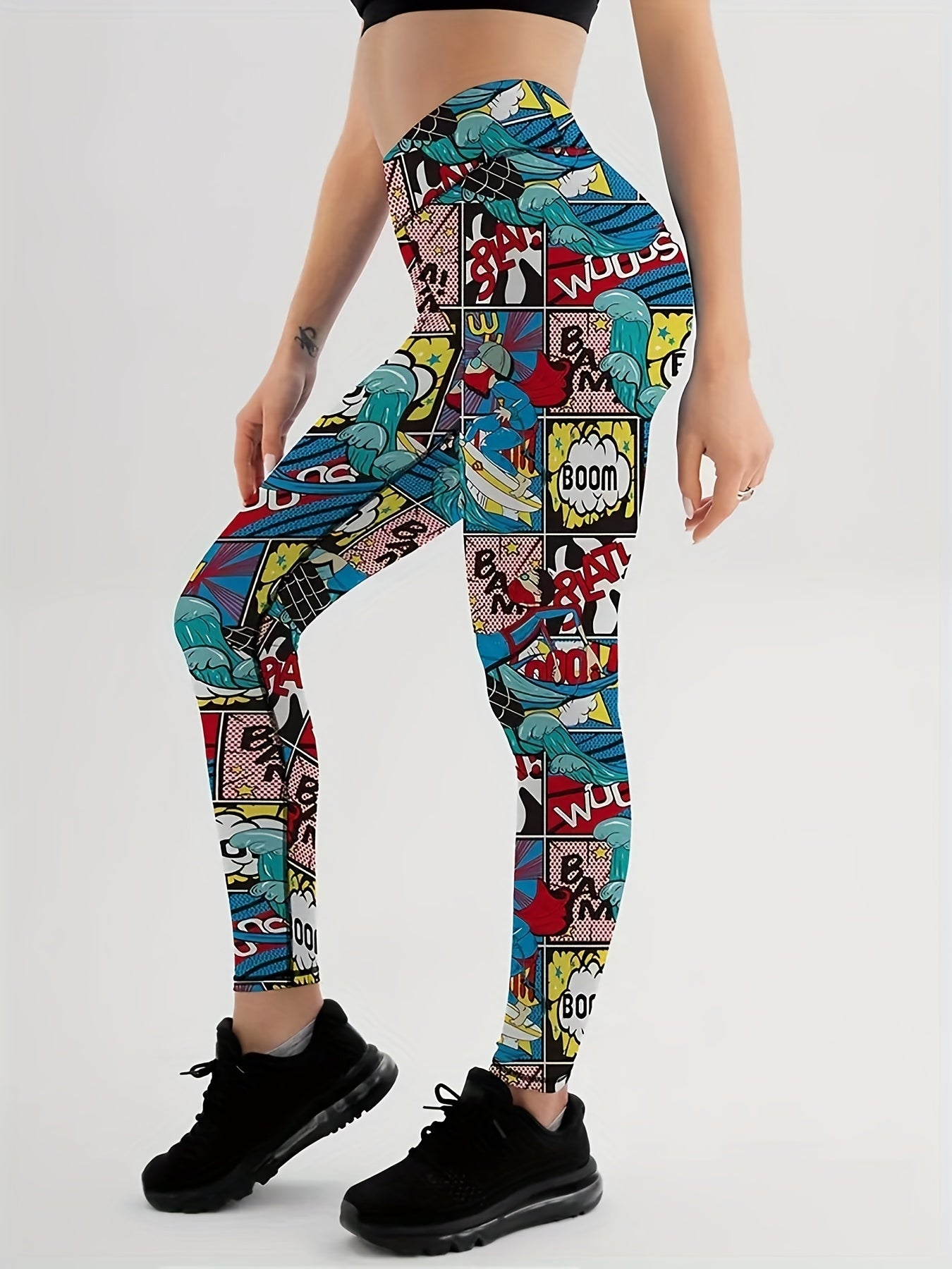 Graphic Print High Rise Fitness Leggings