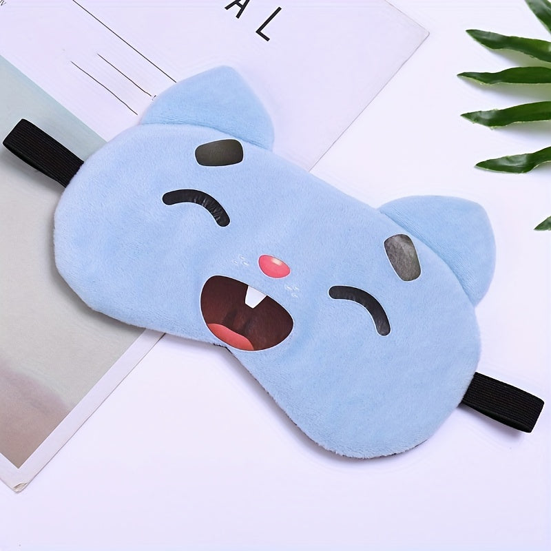 Plush Cartoon Animal Eye Mask for Comfortable Sleep