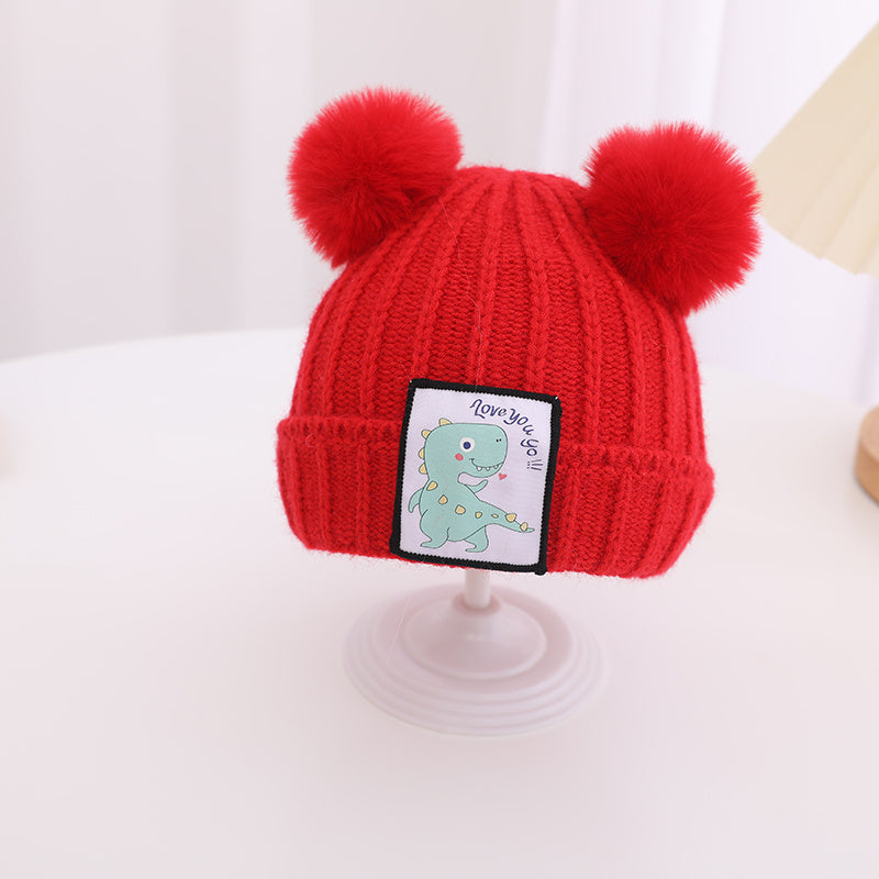 Kids' Dinosaurs Patch Beanie Hats - Warm and Stylish Winter Gear