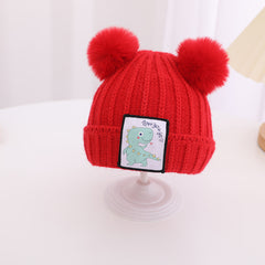 Kids' Dinosaurs Patch Beanie Hats - Warm and Stylish Winter Gear