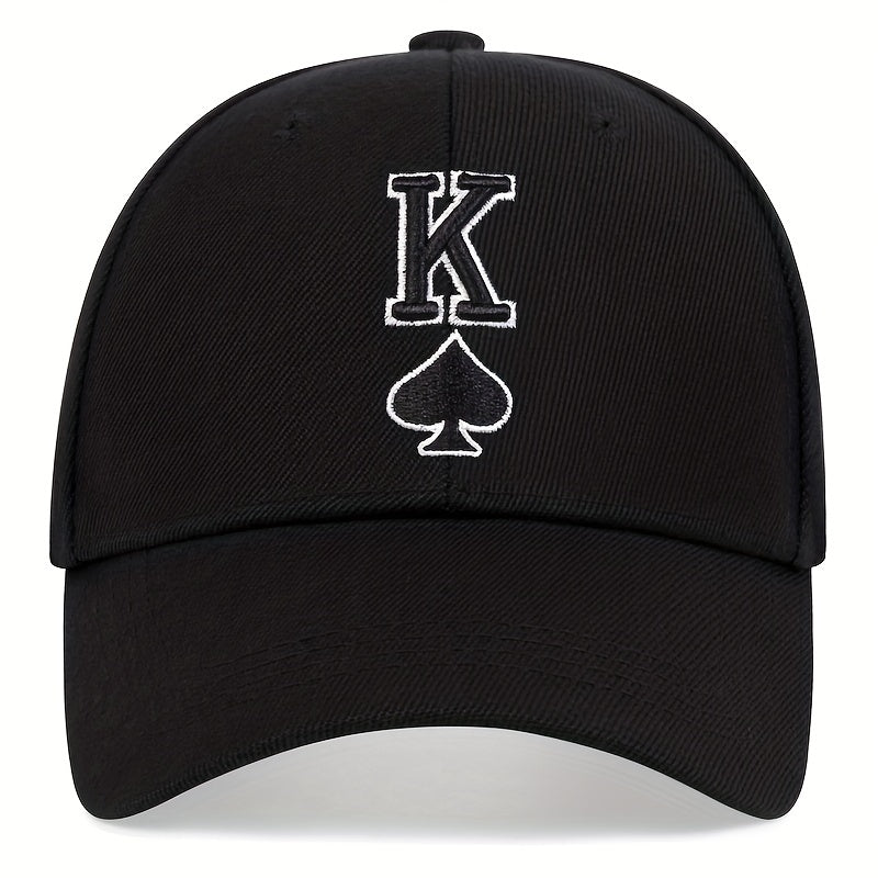 Poker K Embroidery Baseball Cap Adjustable Sports Hats Casual Sunscreen Dad Hat