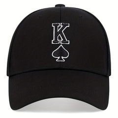 Poker K Embroidery Baseball Cap Adjustable Sports Hats Casual Sunscreen Dad Hat