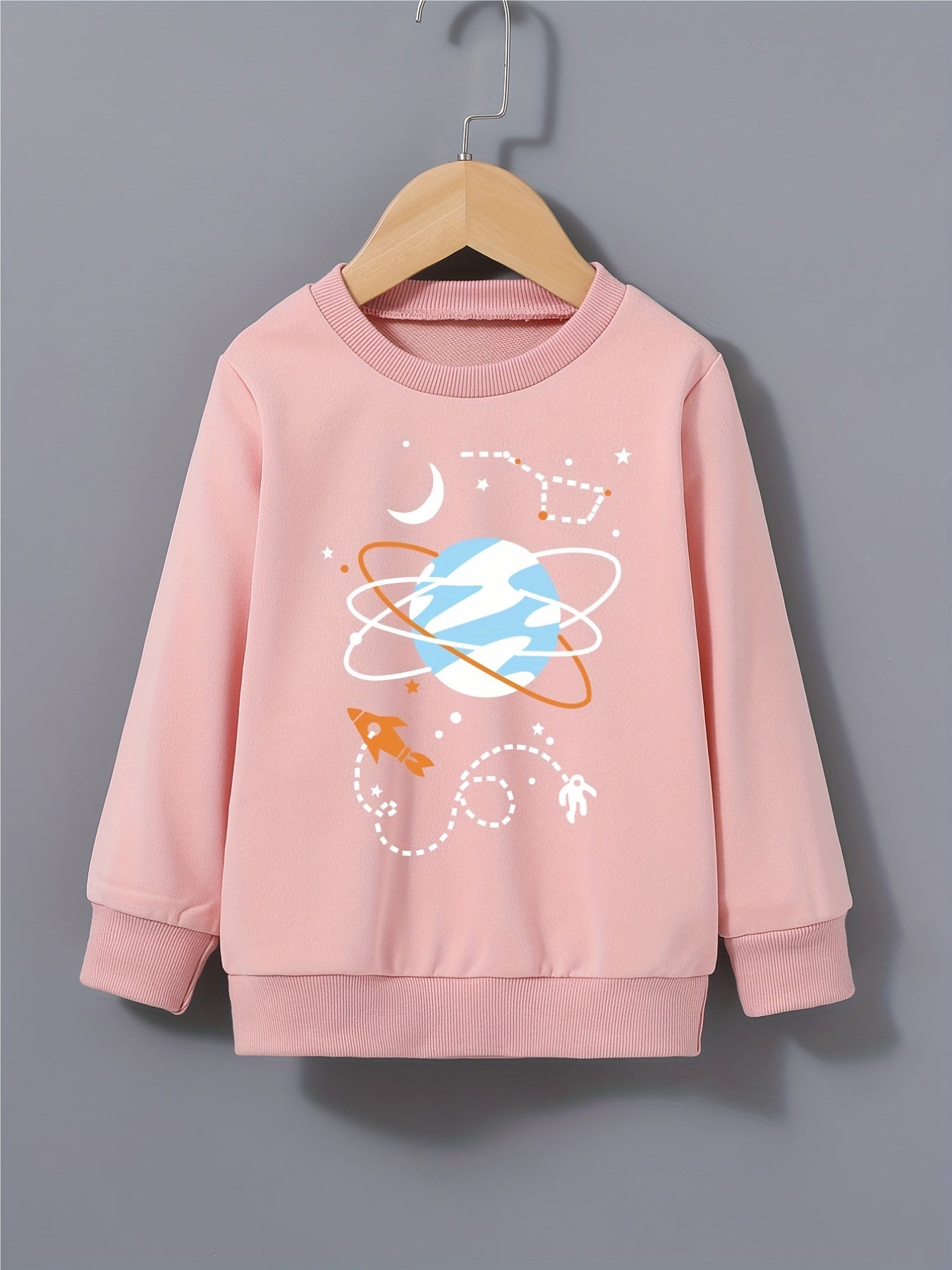 Boy's Astronaut Planets Sweatshirt Pullover Crew Neck Top
