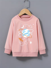 Boy's Astronaut Planets Sweatshirt Pullover Crew Neck Top
