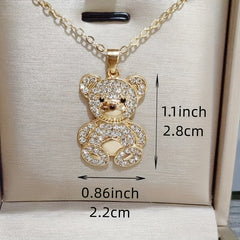 CZ Bear Necklace Girl Animal Accessories