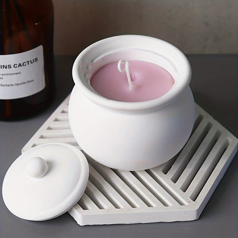 Round Candle Jar Silicone Mold with Lid DIY Home Decoration