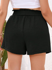 Casual Shorts Women's Plus Textured Loose Fit Shorts With Belt