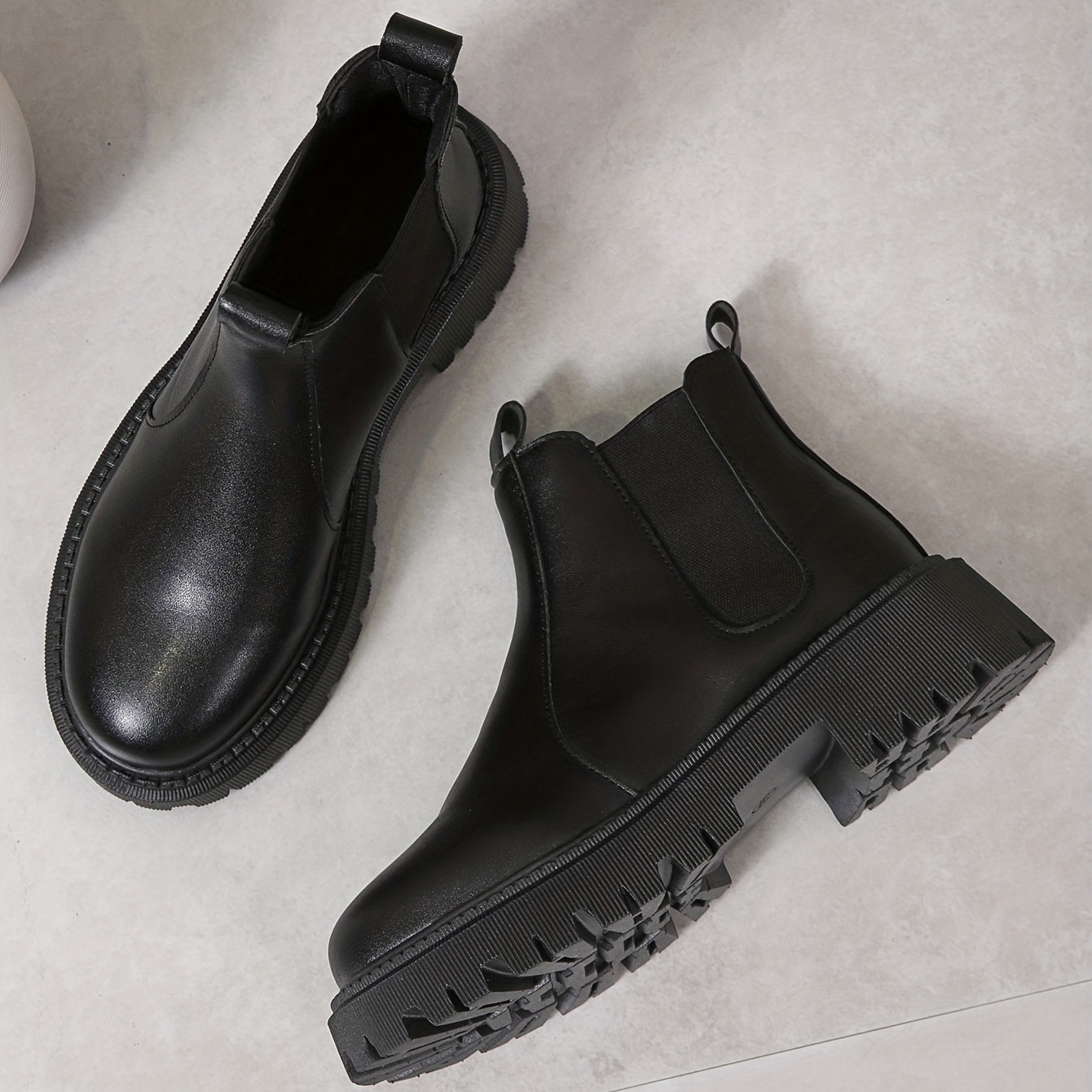 Stylish Chunky Heel Combat Boots with Stretch Fabric Sides