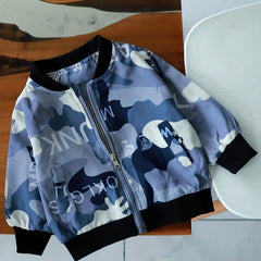Boys Camo Print Windbreaker Jacket Zip Up Coat Kids Clothing