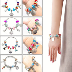 30 PCS Large Hole Glass Beads Mixed Spacer Beads With Rhinestones