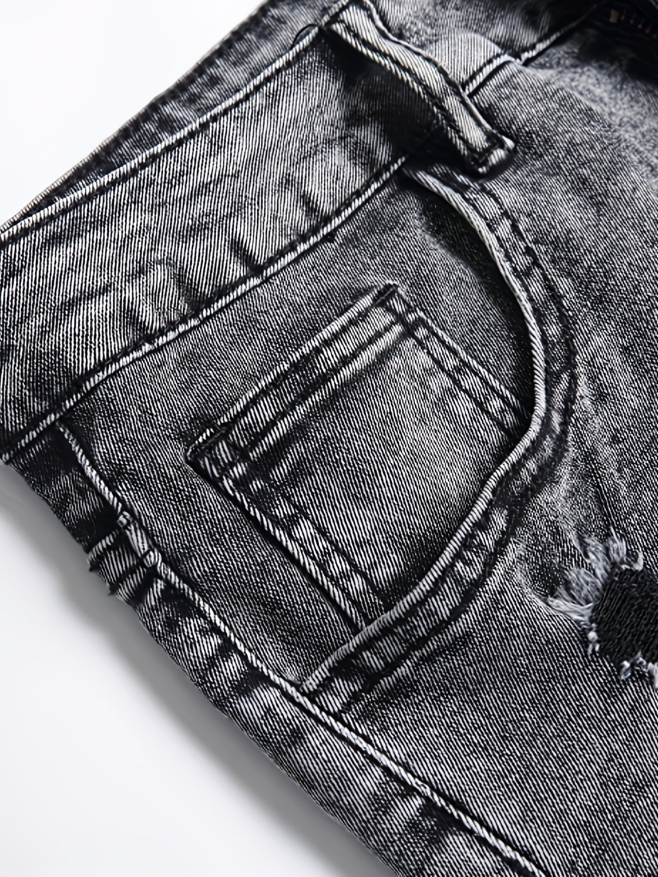 Men's Distressed Denim Shorts Medium Stretch Casual Street Style