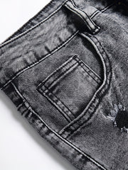 Men's Distressed Denim Shorts Medium Stretch Casual Street Style