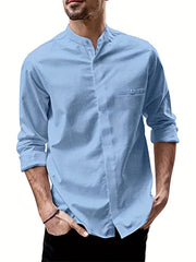 Men's Long Sleeve Stand Collar Shirt
